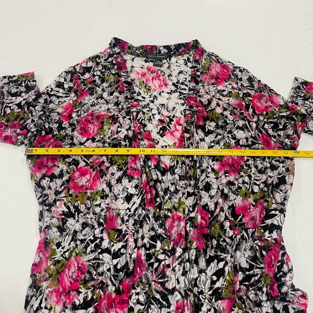 Jessica Howard Pink and Black Floral Kimono - Picture 8 of 11